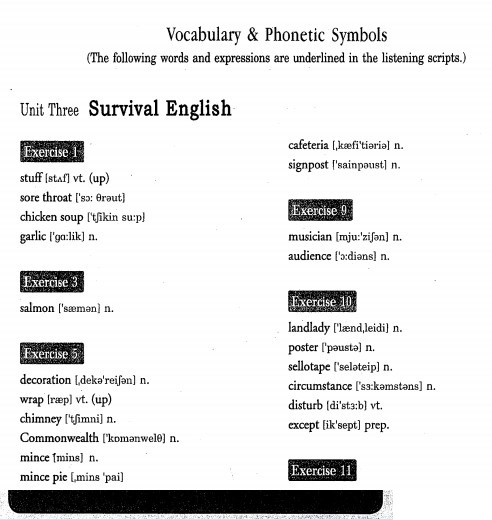 Vocabulary & Phonetic Symbols 
